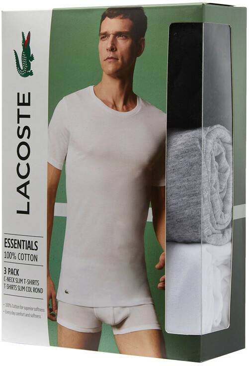 Lacoste 3-Pack Basic Crew Shirt (TH3321)grey/white/black Sous-vêtements homme