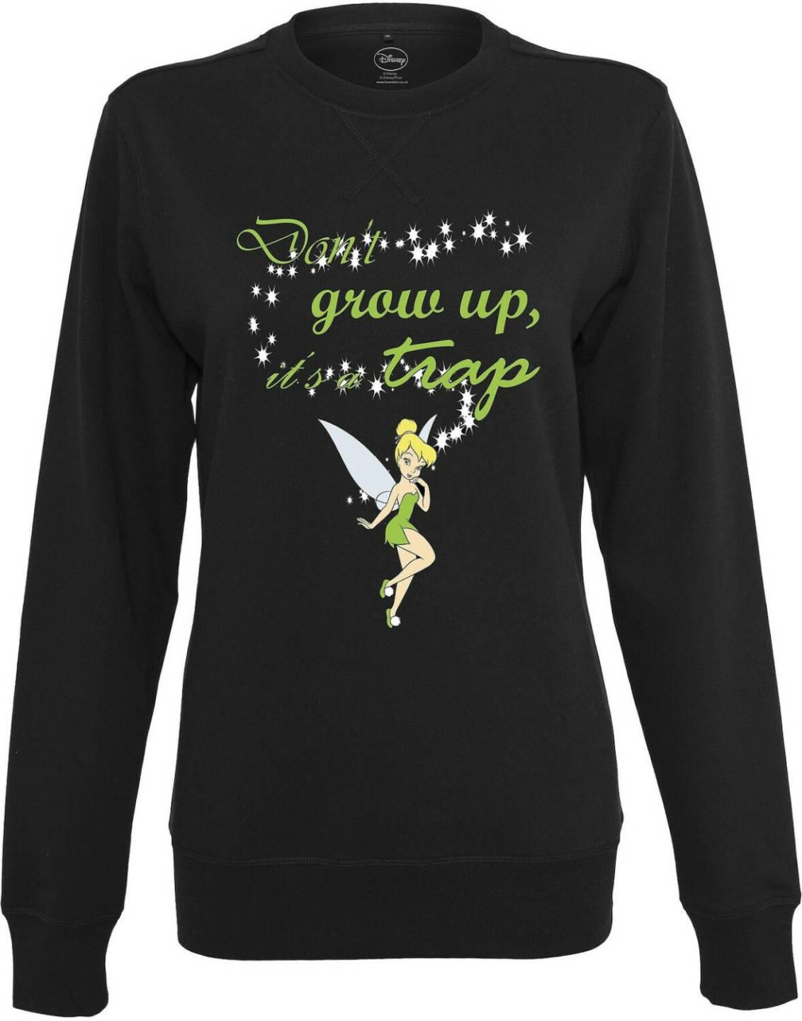 Merchcode MC408-Ladies Tinkerbell Dont Grow Up Crewneck Sweatshirt black Pulls & sweats femme