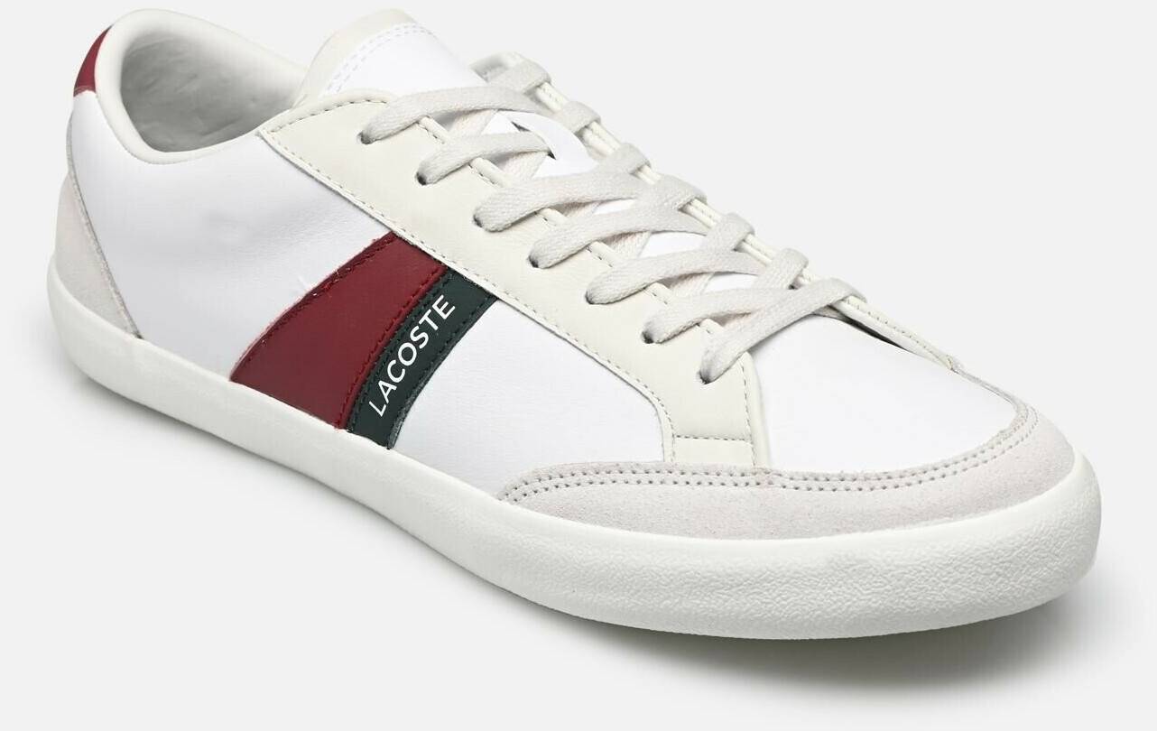 Lacoste Men's Coupole Leather Sneakerswhite/burgundy Baskets