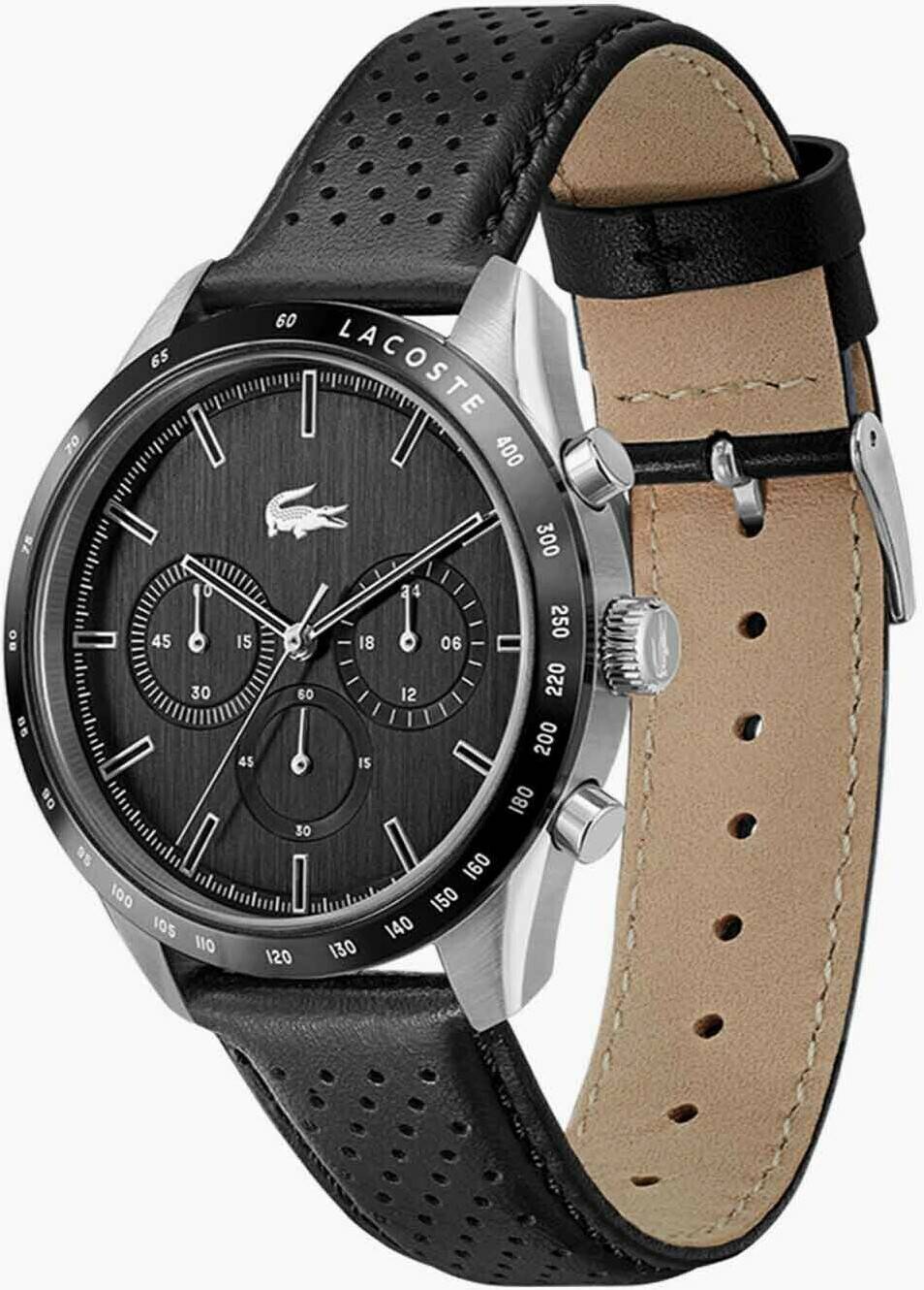 Lacoste Boston Chronographblack leather strap Montres