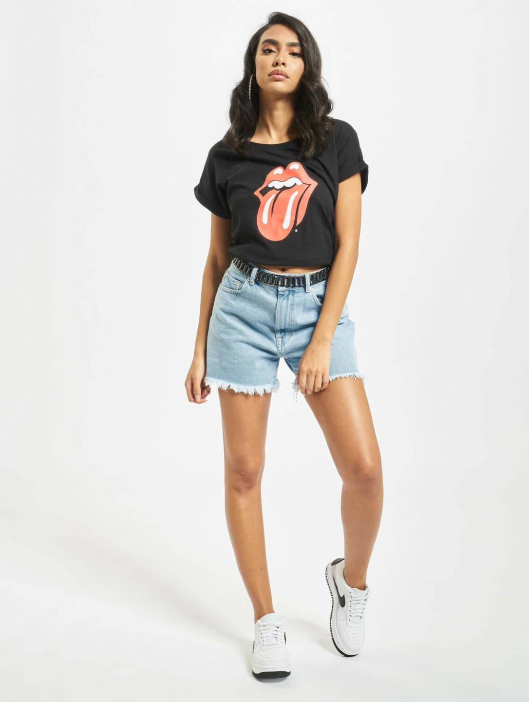 T-shirts femme Merchcode T-Shirt Rolling Stones Tongue black (MC326BLK)