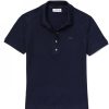 Lacoste Women's Stretch Cotton Piqué Polo Shirt (PF5462)navy blue (PF5462-166) T-shirts femme