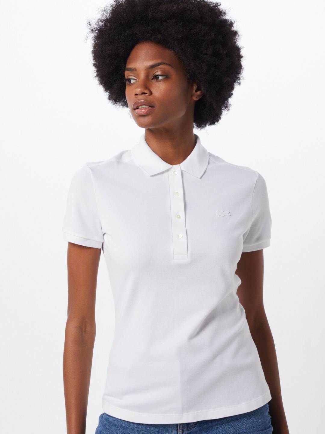 Lacoste Women's Stretch Cotton Piqué Polo Shirt (PF5462)white (PF5462-001) T-shirts femme