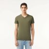 Lacoste T-Shirt (TH671000)Short Sleeve V Neck T-Shirt green (TH6710-316) T-shirts homme