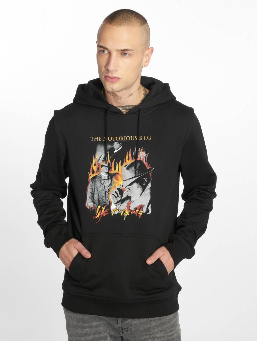 Merchcode Hoodie Biggie Flames black (MC308BLK) Pulls & sweats homme