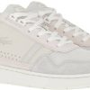 Lacoste T-Clip Leather and Suede Trainers Womenoff white/light grey Baskets