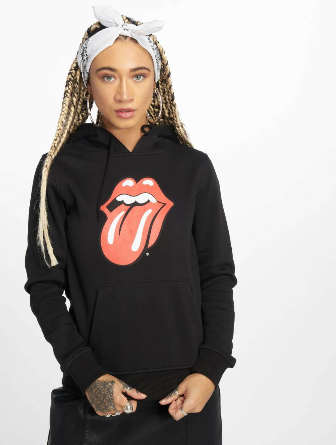 Merchcode Hoody Rolling Stones Tongue black (MC328BLK) Pulls & sweats femme