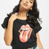 T-shirts femme Merchcode T-Shirt Rolling Stones Tongue black (MC326BLK)