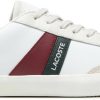 Lacoste Men's Coupole Leather Sneakerswhite/burgundy Baskets