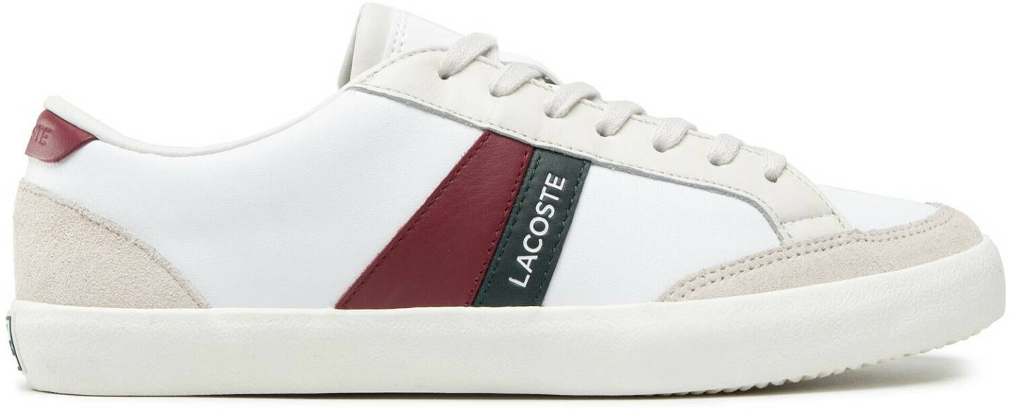 Lacoste Men's Coupole Leather Sneakerswhite/burgundy Baskets