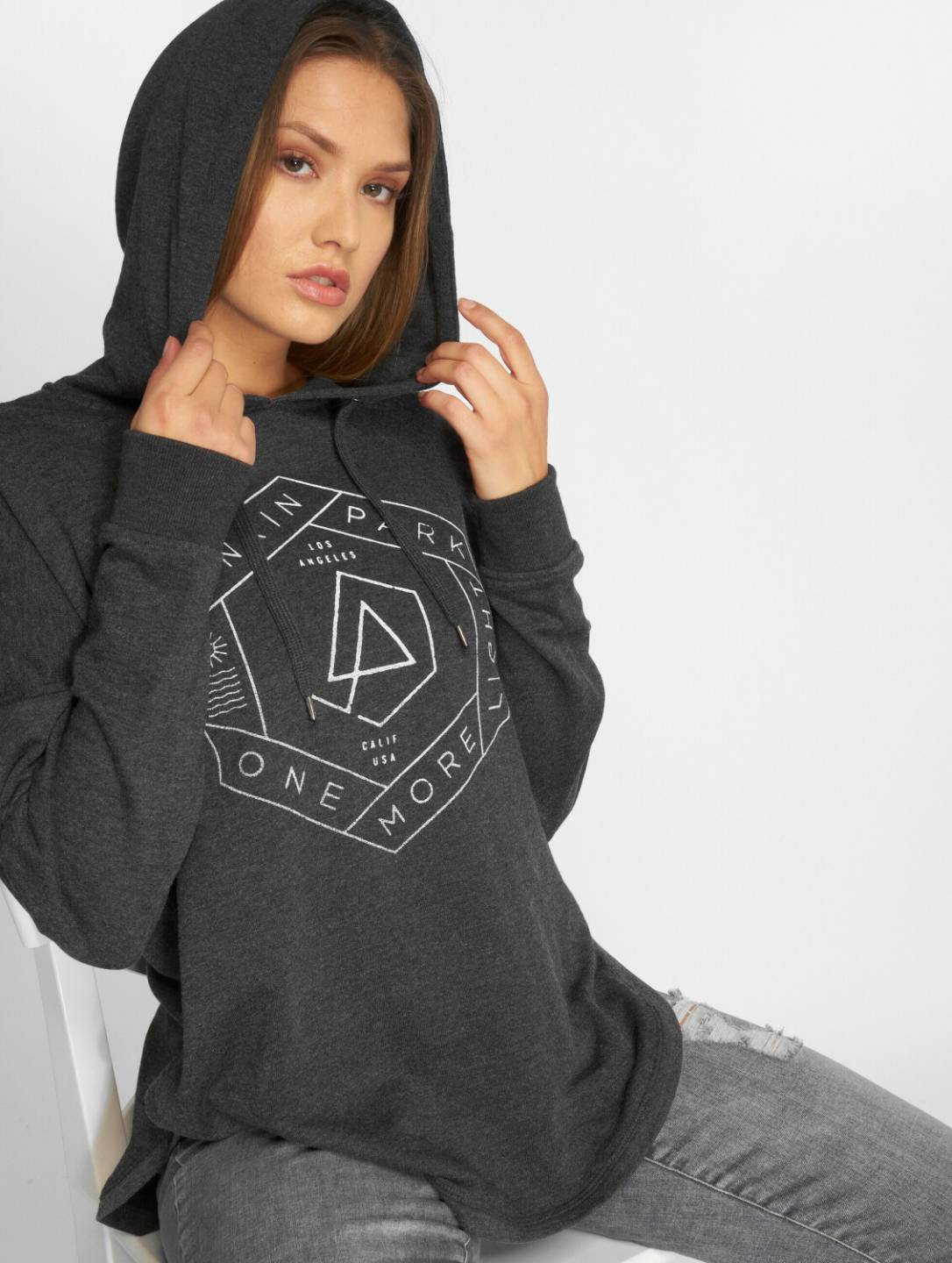 Pulls & sweats femme Merchcode Hoody Ladies Linkin Park Oml Oversize grey (MC263CHA)