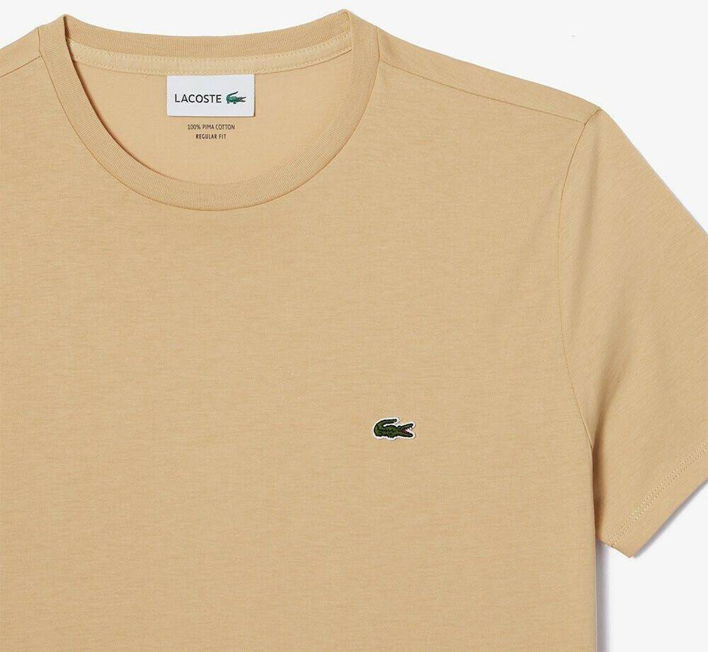 T-shirts homme Lacoste Men's Crew Neck Pima Cotton Jersey T-shirt (TH6709)(TH6709-IXQ) beige